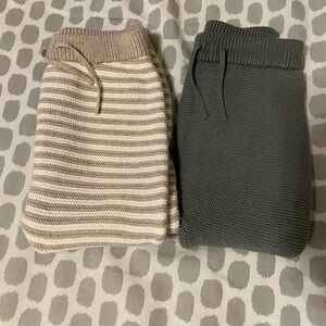 Carter's Kids Sweatpants - Striped Beige and Solid Gray